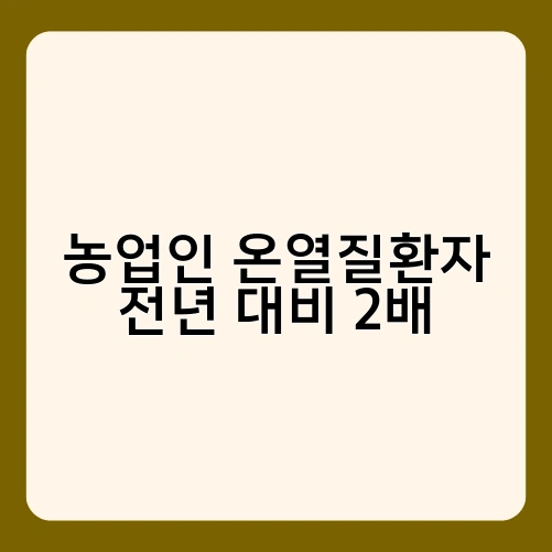 농업인 온열질환자 전년 대비 2배