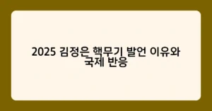 2025 김정은 핵무기 발언 이유와 국제 반응 썸네일