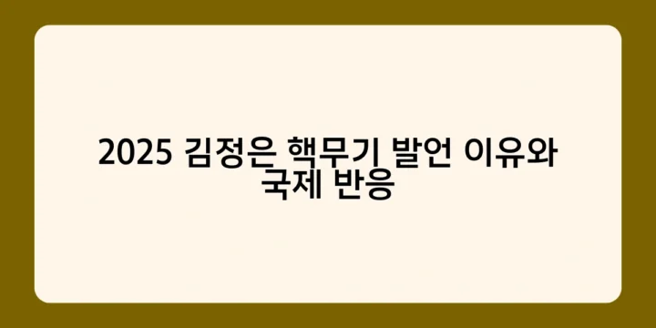 2025 김정은 핵무기 발언 이유와 국제 반응, 북핵 위협에 어떻게 대응할까?