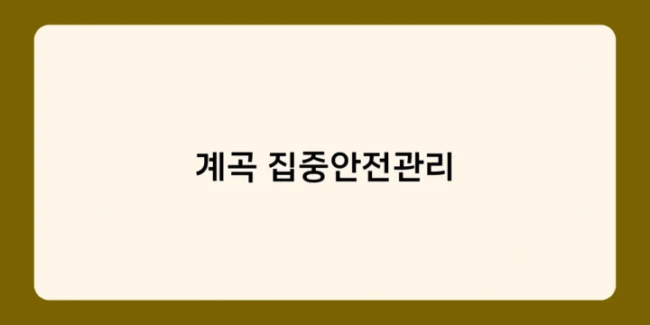 계곡 집중안전관리 기간, 물놀이 전 꼭 확인해야 할 사항은?