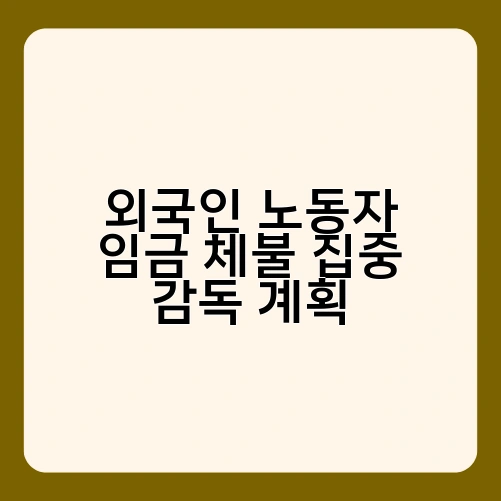외국인 노동자 임금 체불 집중 감독 계획 2