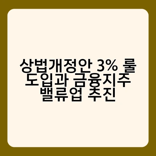 상법개정안 3% 룰 도입과 금융지주 밸류업 추진 1