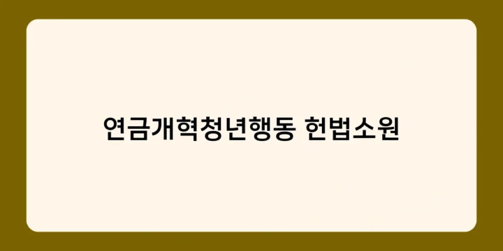 연금개혁청년행동 헌법소원, 청년 세대 노후 대비 기회 박탈 주장